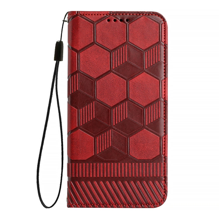 For Nothing Phone 1 Football Texture Magnetic Leather Flip Phone Case(Red) - Nothing Cases by buy2fix | Online Shopping UK | buy2fix