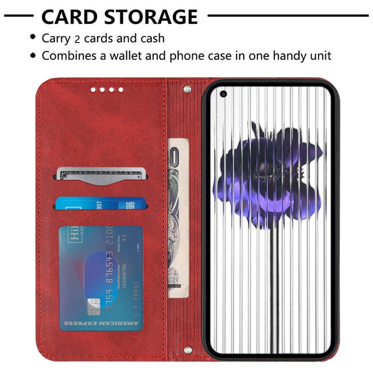 For Nothing Phone 1 Football Texture Magnetic Leather Flip Phone Case(Red) - Nothing Cases by buy2fix | Online Shopping UK | buy2fix