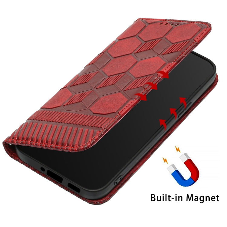 For Nothing Phone 1 Football Texture Magnetic Leather Flip Phone Case(Red) - Nothing Cases by buy2fix | Online Shopping UK | buy2fix