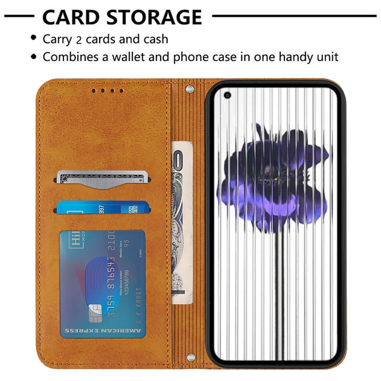 For Nothing Phone 1 Football Texture Magnetic Leather Flip Phone Case(Khaki) - Nothing Cases by buy2fix | Online Shopping UK | buy2fix