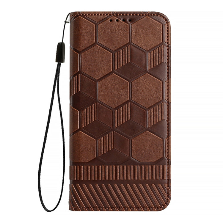 For Nothing Phone 1 Football Texture Magnetic Leather Flip Phone Case(Brown) - Nothing Cases by buy2fix | Online Shopping UK | buy2fix
