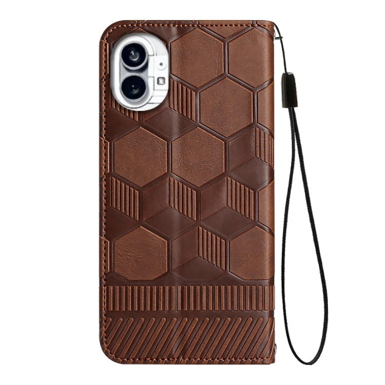 For Nothing Phone 1 Football Texture Magnetic Leather Flip Phone Case(Brown) - Nothing Cases by buy2fix | Online Shopping UK | buy2fix
