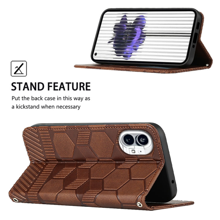 For Nothing Phone 1 Football Texture Magnetic Leather Flip Phone Case(Brown) - Nothing Cases by buy2fix | Online Shopping UK | buy2fix