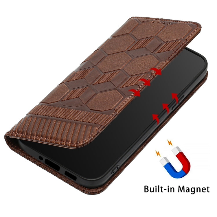 For Nothing Phone 1 Football Texture Magnetic Leather Flip Phone Case(Brown) - Nothing Cases by buy2fix | Online Shopping UK | buy2fix
