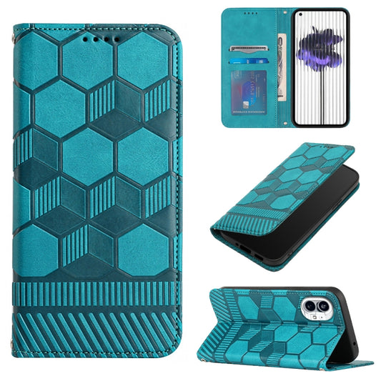 For Nothing Phone 1 Football Texture Magnetic Leather Flip Phone Case(Light Blue) - Nothing Cases by buy2fix | Online Shopping UK | buy2fix