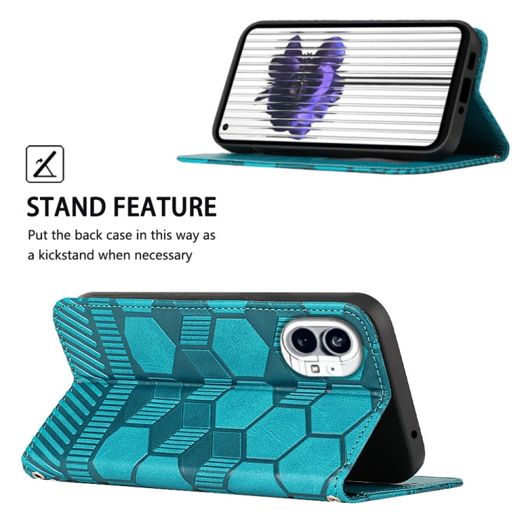 For Nothing Phone 1 Football Texture Magnetic Leather Flip Phone Case(Light Blue) - Nothing Cases by buy2fix | Online Shopping UK | buy2fix