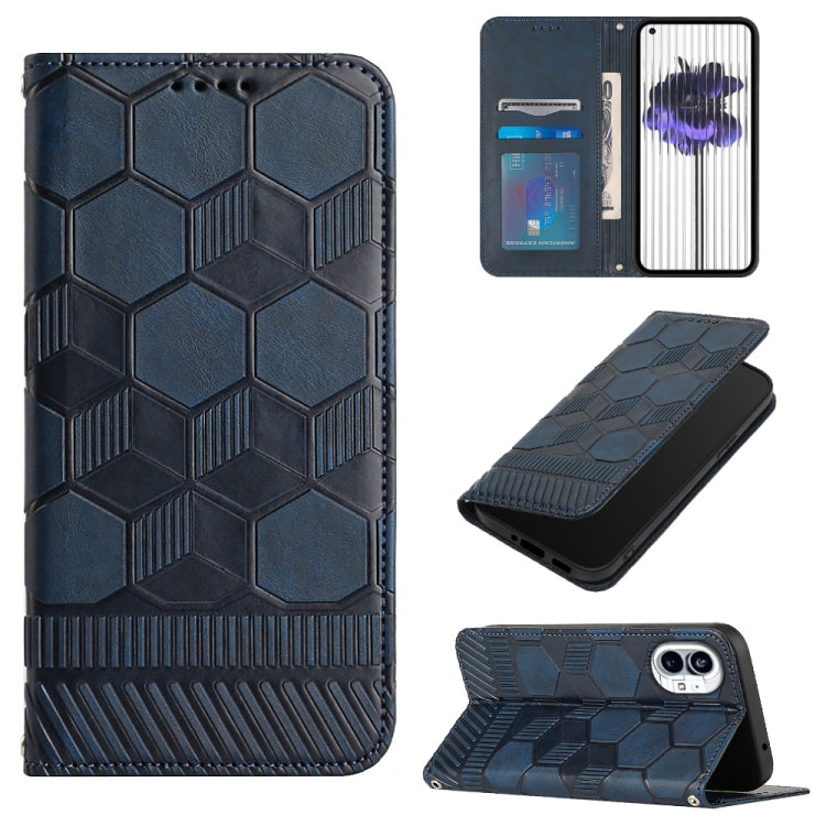 For Nothing Phone 1 Football Texture Magnetic Leather Flip Phone Case(Dark Blue) - Nothing Cases by buy2fix | Online Shopping UK | buy2fix