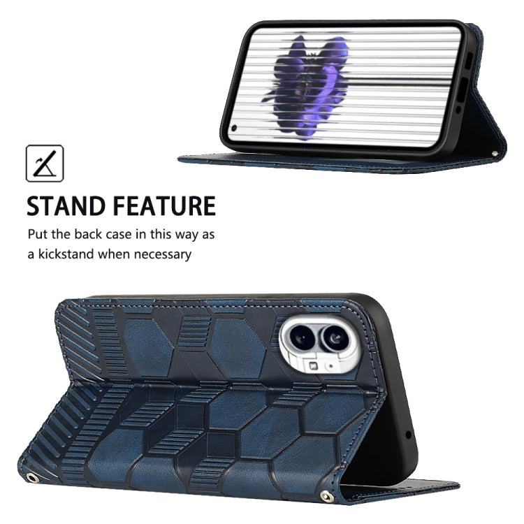 For Nothing Phone 1 Football Texture Magnetic Leather Flip Phone Case(Dark Blue) - Nothing Cases by buy2fix | Online Shopping UK | buy2fix