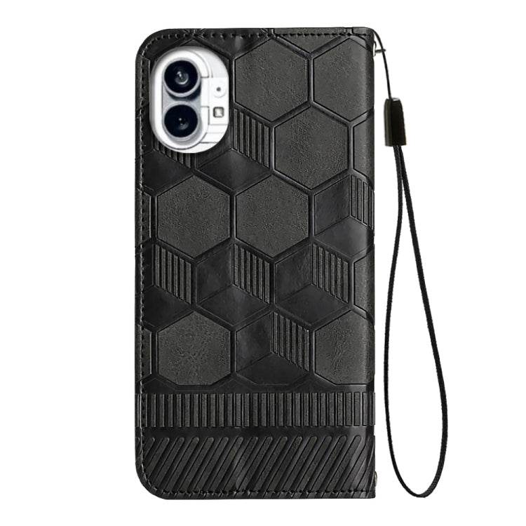 For Nothing Phone 1 Football Texture Magnetic Leather Flip Phone Case(Black) - Nothing Cases by buy2fix | Online Shopping UK | buy2fix