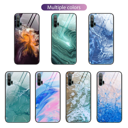 For Honor 20 Pro Marble Pattern Glass Protective Phone Case(Water Waves) by buy2fix