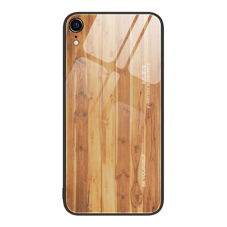 For iPhone XR Wood Grain Glass Protective Case(Yellow) - More iPhone Cases by buy2fix | Online Shopping UK | buy2fix