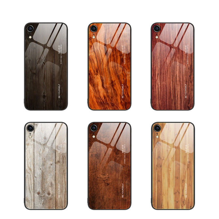 For iPhone XR Wood Grain Glass Protective Case(Yellow) - More iPhone Cases by buy2fix | Online Shopping UK | buy2fix