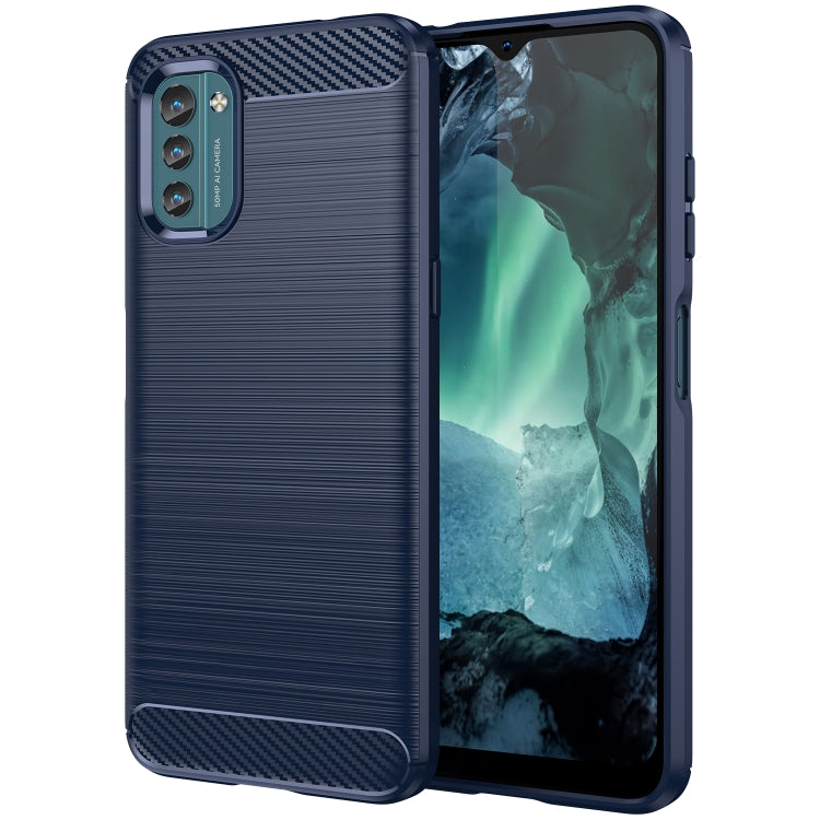 For Nokia G21 Brushed Texture Carbon Fiber TPU Phone Case(Blue) - Nokia Cases by buy2fix | Online Shopping UK | buy2fix