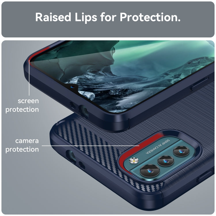 For Nokia G21 Brushed Texture Carbon Fiber TPU Phone Case(Blue) - Nokia Cases by buy2fix | Online Shopping UK | buy2fix