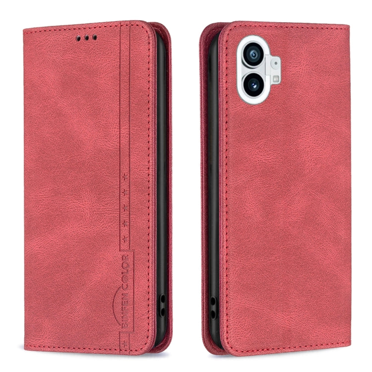 For Nothing Phone 1 Magnetic RFID Blocking Anti-Theft Leather Phone Case(Red) - Nothing Cases by buy2fix | Online Shopping UK | buy2fix