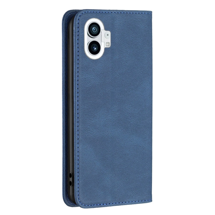For Nothing Phone 1 Magnetic RFID Blocking Anti-Theft Leather Phone Case(Blue) - Nothing Cases by buy2fix | Online Shopping UK | buy2fix