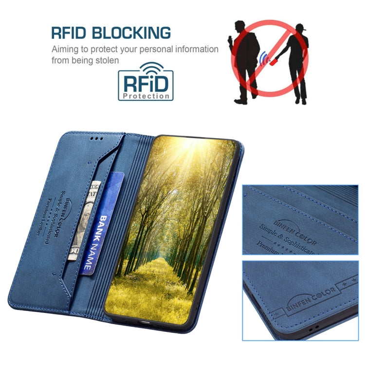 For Nothing Phone 1 Magnetic RFID Blocking Anti-Theft Leather Phone Case(Blue) - Nothing Cases by buy2fix | Online Shopping UK | buy2fix