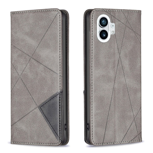 For Nothing Phone 1 Prismatic Invisible Magnetic Leather Phone Case(Grey) - Nothing Cases by buy2fix | Online Shopping UK | buy2fix