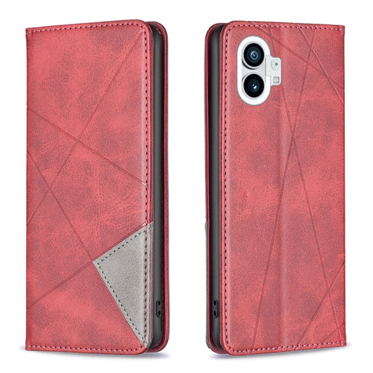 For Nothing Phone 1 Prismatic Invisible Magnetic Leather Phone Case(Red) - Nothing Cases by buy2fix | Online Shopping UK | buy2fix
