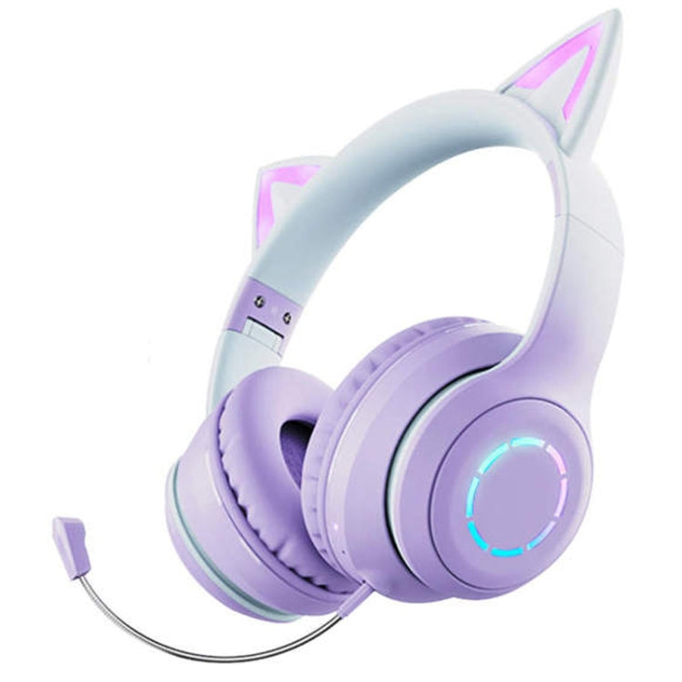 BT029C RGB Dual Modes Cat Ear Wireless Bluetooth Headphone(Purple) - Headset & Headphone by buy2fix | Online Shopping UK | buy2fix