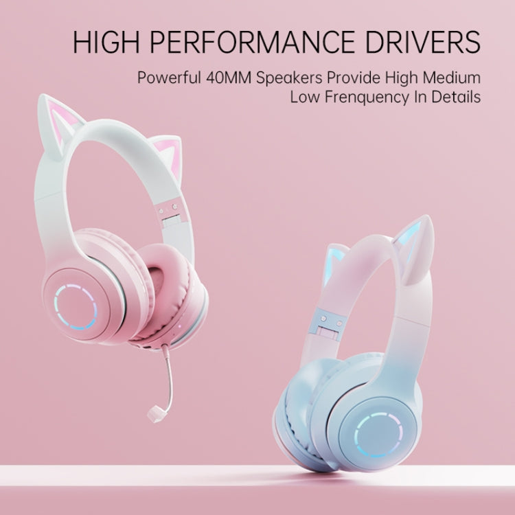 BT029C RGB Dual Modes Cat Ear Wireless Bluetooth Headphone(Green) - Headset & Headphone by buy2fix | Online Shopping UK | buy2fix