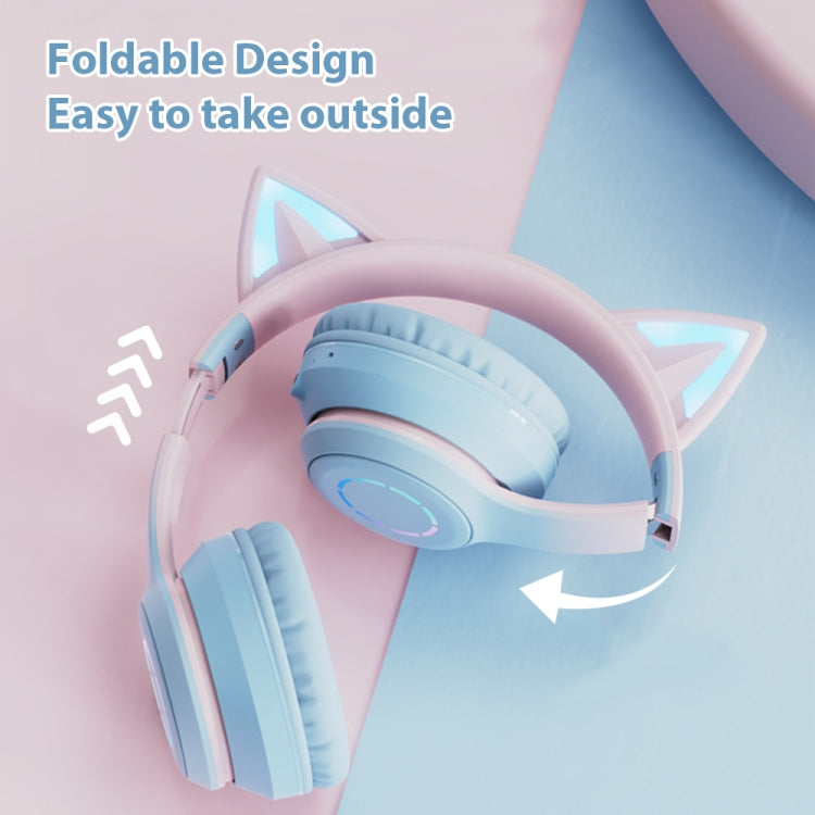 BT029C RGB Dual Modes Cat Ear Wireless Bluetooth Headphone(Green) - Headset & Headphone by buy2fix | Online Shopping UK | buy2fix