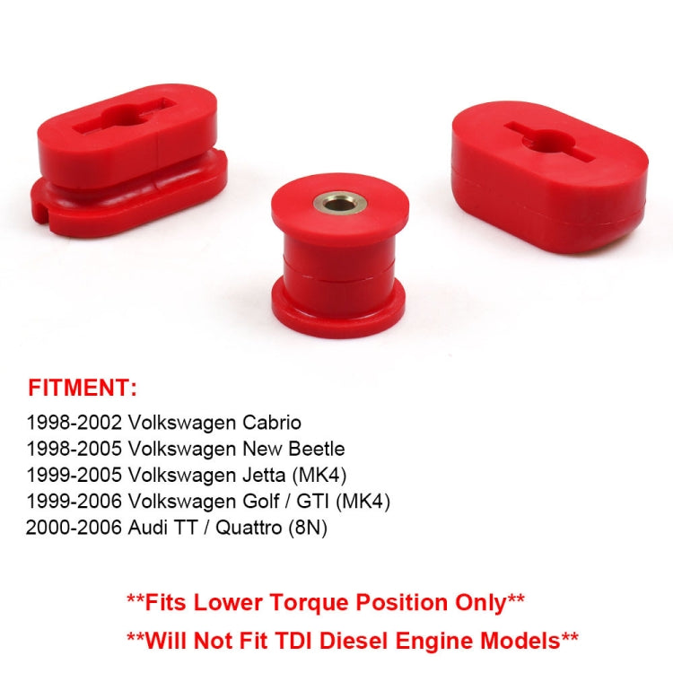 Car Modified Front Lower Dogbone Engine Mount Bracket Polyurethane Bushings for Volkswagen Jetta / Golf GTI Mk4(Red) - Engine Fittings by buy2fix | Online Shopping UK | buy2fix