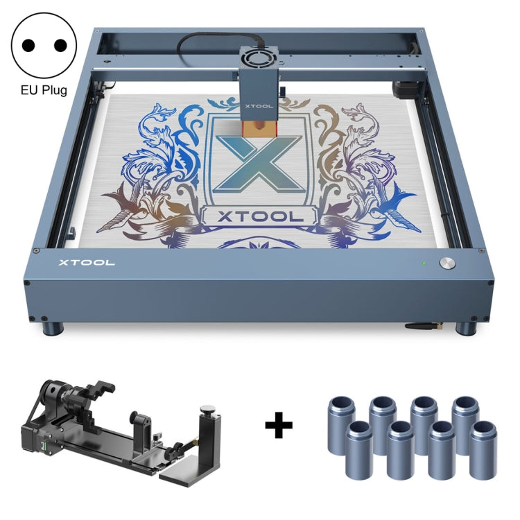 XTOOL D1 Pro-20W High Accuracy DIY Laser Engraving & Cutting Machine + Rotary Attachment + Raiser Kit, Plug Type:EU Plug(Metal Gray) - DIY Engraving Machines by XTOOL | Online Shopping UK | buy2fix