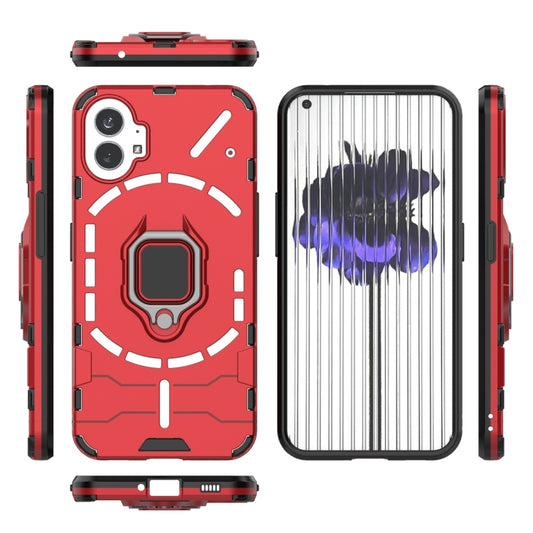 For Nothing Phone 1 PC + TPU Shockproof Protective Phone Case with Magnetic Ring Holder(Red) by buy2fix