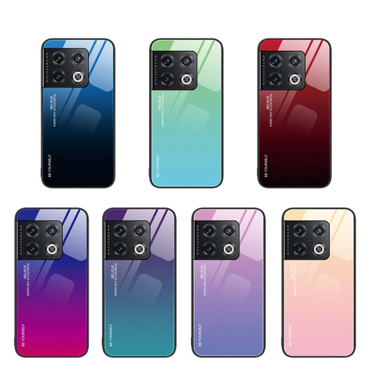 For OnePlus 10 Pro Gradient Color Glass Case(Green Cyan) by buy2fix