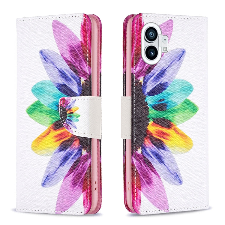 For Nothing Phone 1 Colored Drawing Pattern Leather Phone Case(Sun Flower) - Nothing Cases by buy2fix | Online Shopping UK | buy2fix