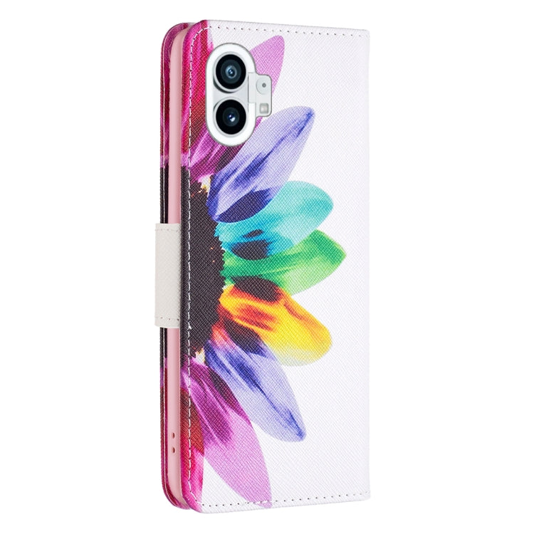 For Nothing Phone 1 Colored Drawing Pattern Leather Phone Case(Sun Flower) - Nothing Cases by buy2fix | Online Shopping UK | buy2fix