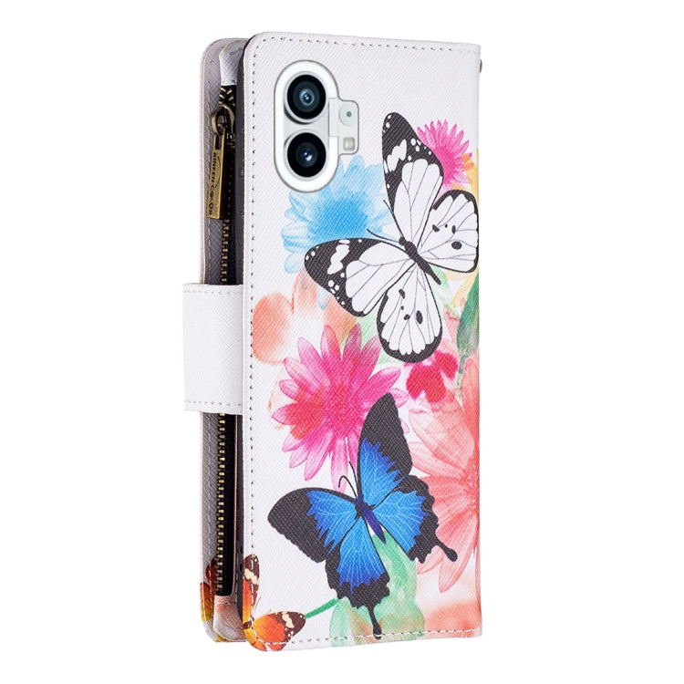 For Nothing Phone 1 Colored Drawing Pattern Zipper Leather Phone Case(Two Butterflies) - Nothing Cases by buy2fix | Online Shopping UK | buy2fix