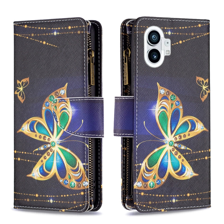 For Nothing Phone 1 Colored Drawing Pattern Zipper Leather Phone Case(Big Butterfly) - Nothing Cases by buy2fix | Online Shopping UK | buy2fix