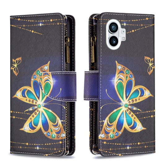 For Nothing Phone 1 Colored Drawing Pattern Zipper Leather Phone Case(Big Butterfly) - Nothing Cases by buy2fix | Online Shopping UK | buy2fix