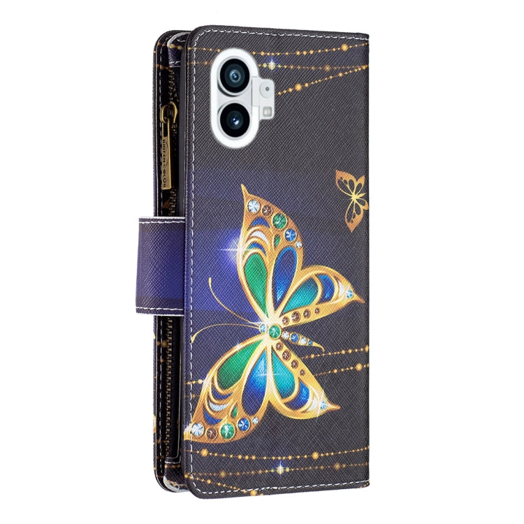 For Nothing Phone 1 Colored Drawing Pattern Zipper Leather Phone Case(Big Butterfly) - Nothing Cases by buy2fix | Online Shopping UK | buy2fix