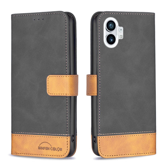 For Nothing Phone 1 BF11 Color Matching Skin Feel Leather Phone Case(Black) - Nothing Cases by buy2fix | Online Shopping UK | buy2fix