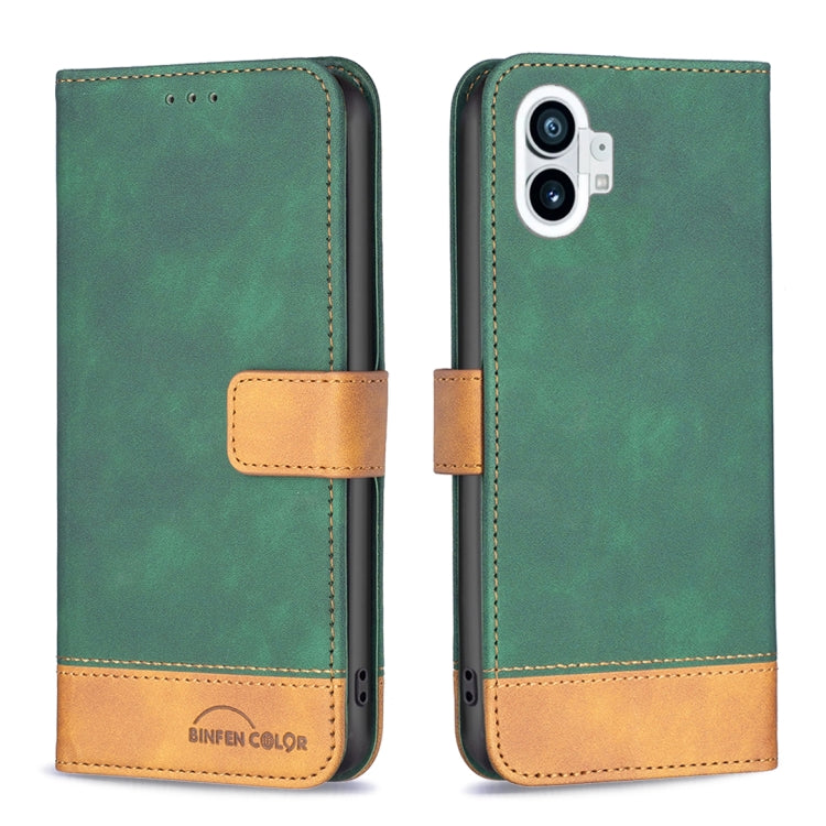For Nothing Phone 1 BF11 Color Matching Skin Feel Leather Phone Case(Green) - Nothing Cases by buy2fix | Online Shopping UK | buy2fix