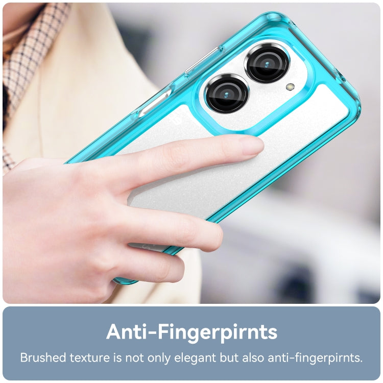 For Asus ZenFone 9 Colorful Series Acrylic + TPU Phone Case(Transparent Blue) - ASUS Cases by buy2fix | Online Shopping UK | buy2fix