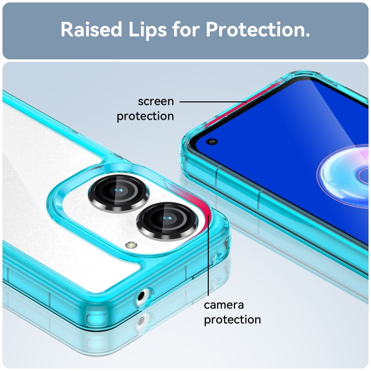 For Asus ZenFone 9 Colorful Series Acrylic + TPU Phone Case(Transparent Blue) - ASUS Cases by buy2fix | Online Shopping UK | buy2fix