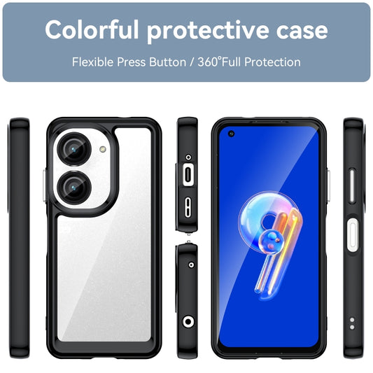 For Asus ZenFone 9 Colorful Series Acrylic + TPU Phone Case(Black) by buy2fix