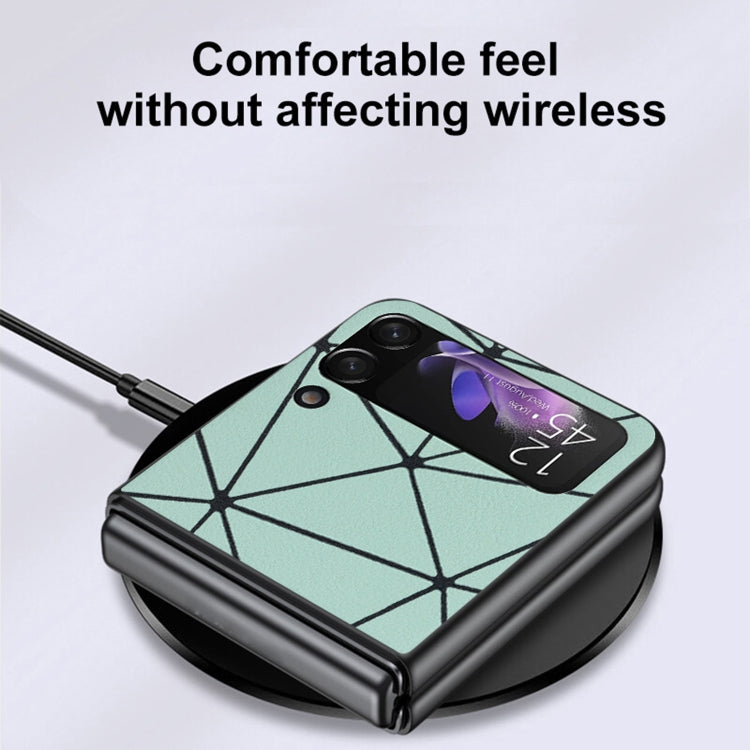 For Samsung Galaxy Z Flip4 Leather Shockproof Protective Phone Case(Green Spider Net Texture) by buy2fix