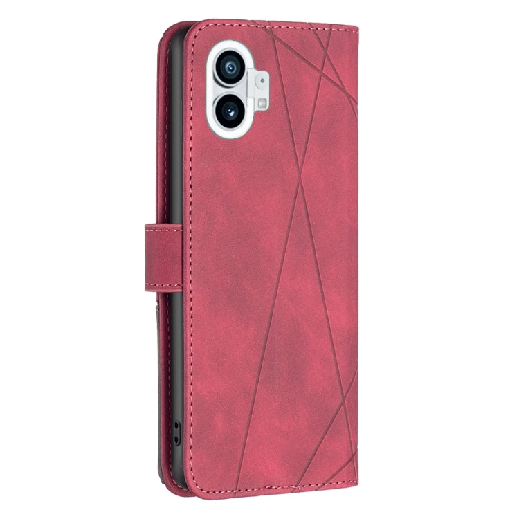 For Nothing Phone 1 Magnetic Buckle Rhombus Texture Leather Phone Case(Red) - Nothing Cases by buy2fix | Online Shopping UK | buy2fix