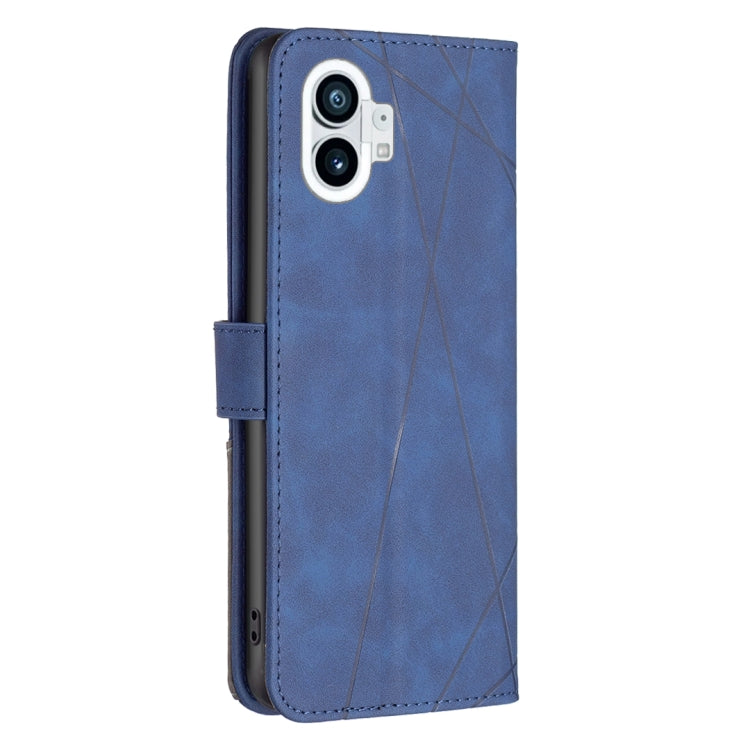For Nothing Phone 1 Magnetic Buckle Rhombus Texture Leather Phone Case(Blue) - Nothing Cases by buy2fix | Online Shopping UK | buy2fix