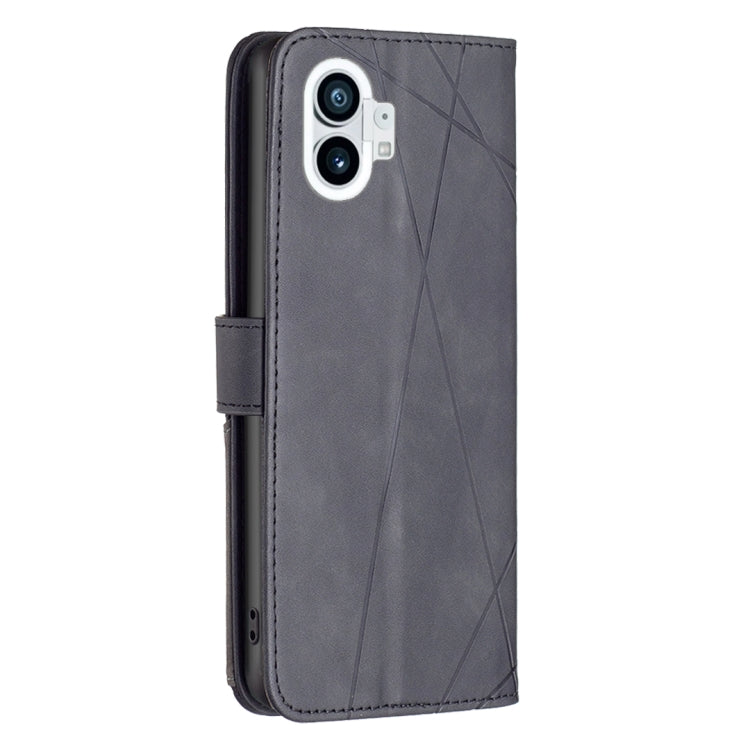 For Nothing Phone 1 Magnetic Buckle Rhombus Texture Leather Phone Case(Black) - Nothing Cases by buy2fix | Online Shopping UK | buy2fix