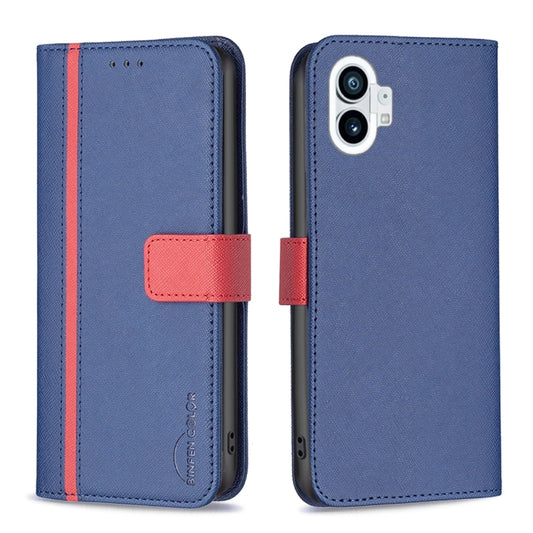 For Nothing Phone 1 BF13 Color Matching Cross Texture Leather Phone Case(Blue) - Nothing Cases by buy2fix | Online Shopping UK | buy2fix