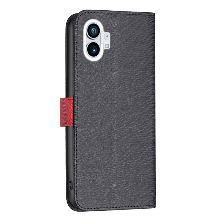 For Nothing Phone 1 BF13 Color Matching Cross Texture Leather Phone Case(Black) - Nothing Cases by buy2fix | Online Shopping UK | buy2fix