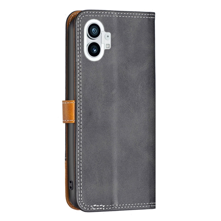 For Nothing Phone 1 Color Matching Double Sewing Thread Leather Phone Case(Black) - Nothing Cases by buy2fix | Online Shopping UK | buy2fix