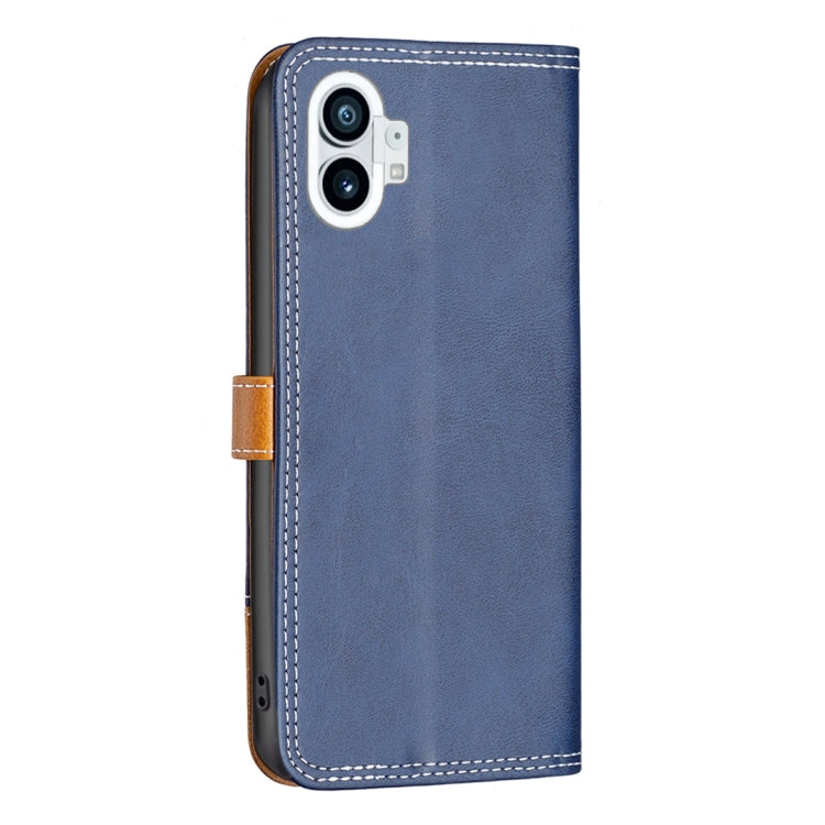 For Nothing Phone 1 Color Matching Double Sewing Thread Leather Phone Case(Blue) - Nothing Cases by buy2fix | Online Shopping UK | buy2fix