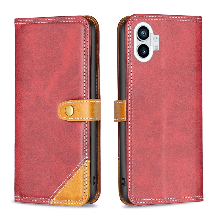 For Nothing Phone 1 Color Matching Double Sewing Thread Leather Phone Case(Red) - Nothing Cases by buy2fix | Online Shopping UK | buy2fix
